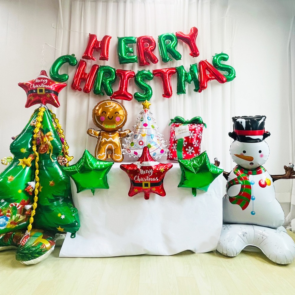 크리스마스 파티세트 풍선 가랜드 눈사람 트리 대형 은박풍선세트