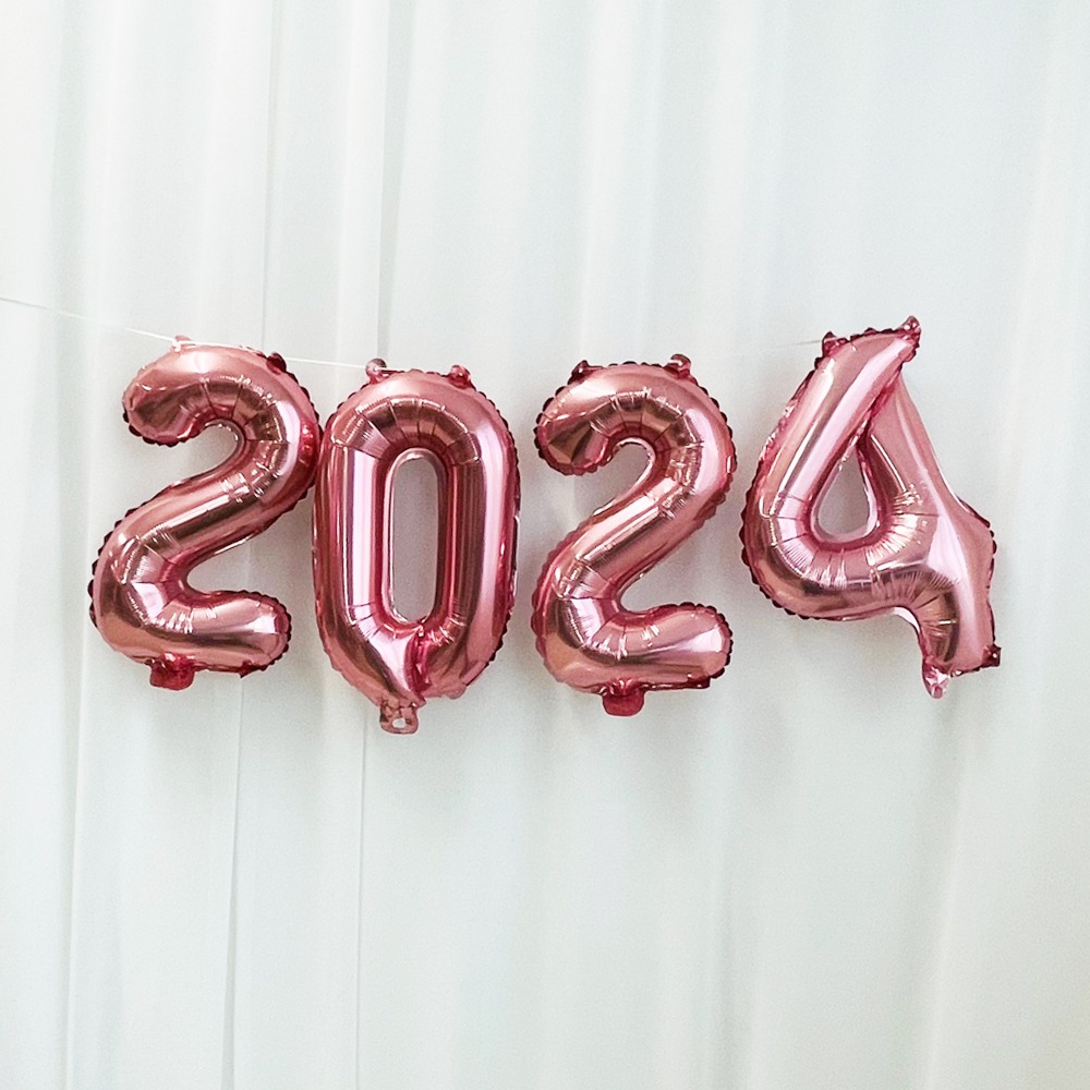 2024이니셜은박풍선세트(소-로즈골드)16인치_새해숫자풍선